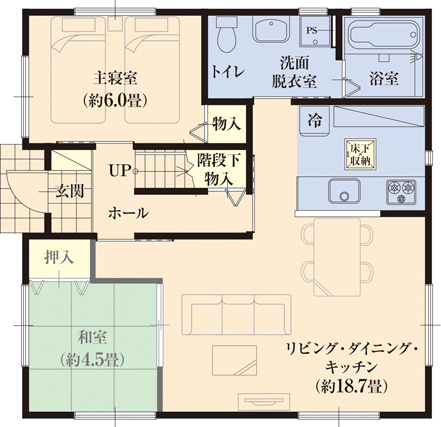 メザニン1 0 1 5 収納たっぷり平屋建て Fhhew K3 2 間取り 詳細 フェニーチェホーム Fenice 東北で住まい 注文住宅 土地 戸建 をお探しなら最高等級品質住宅フェニーチェホーム