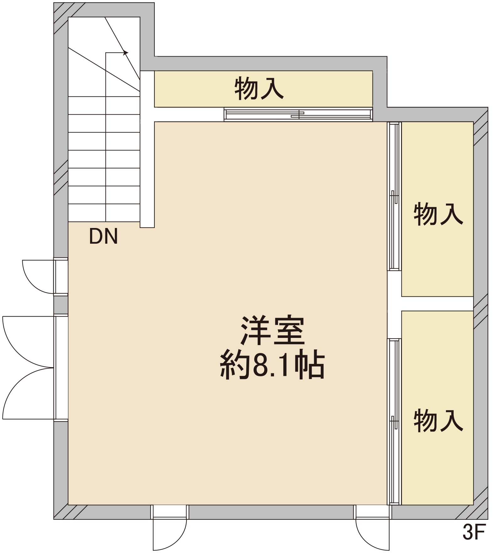 8.1帖洋室は、収納がたっぷりです!!