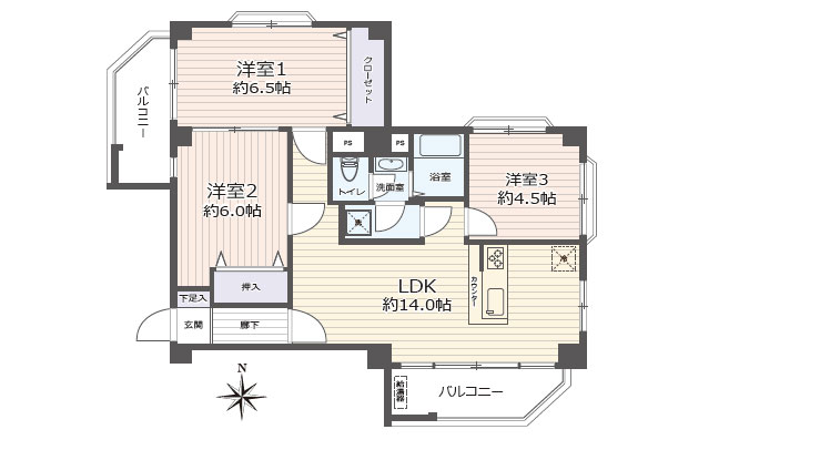 ■全室エアコン設置■近隣買物施設有り■3路線3駅利用可能■4面採光■オートロック付き■全室フローリング