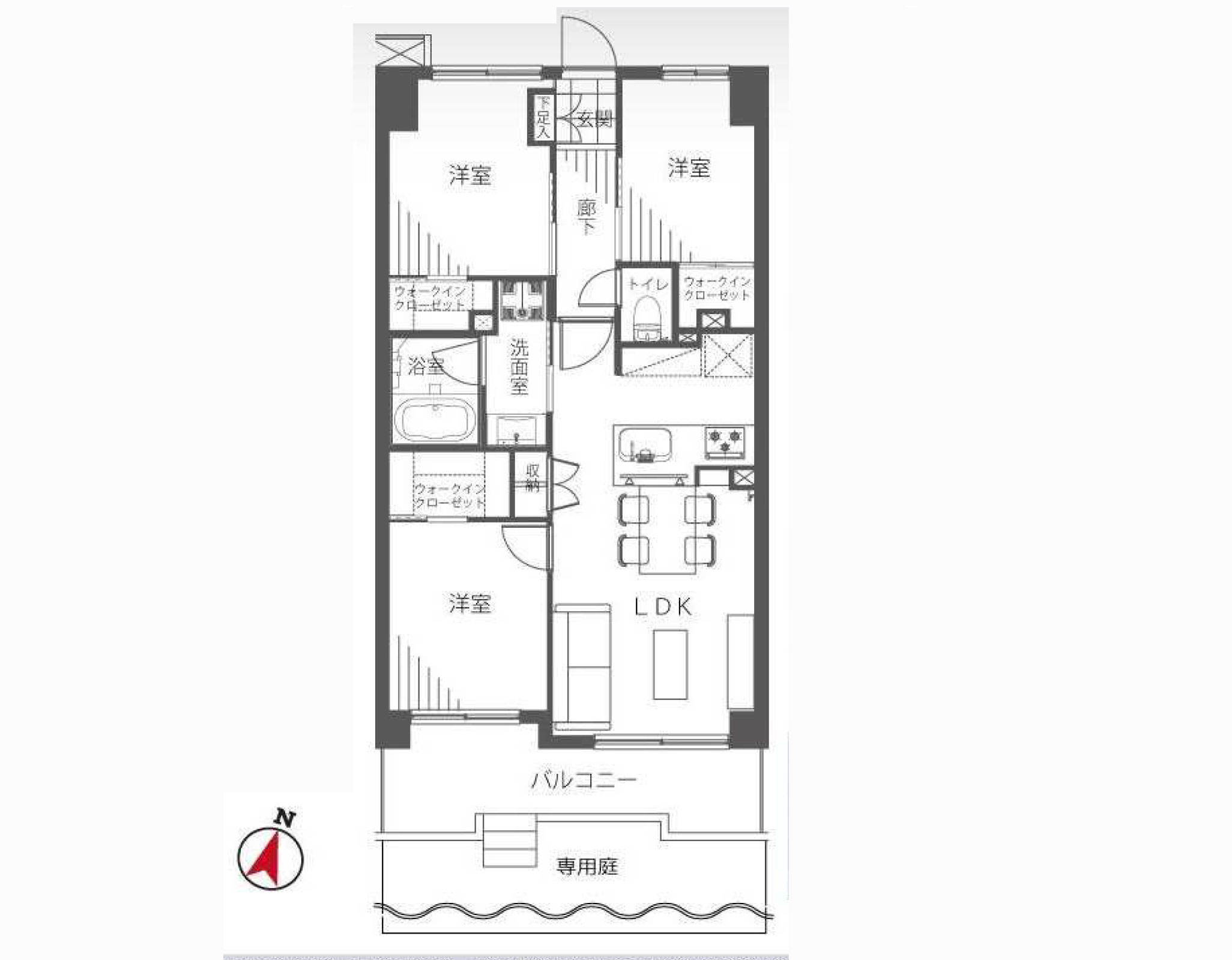 専用庭付、月額700円、管理体制良好!全居室WIC付きで収納豊富♪