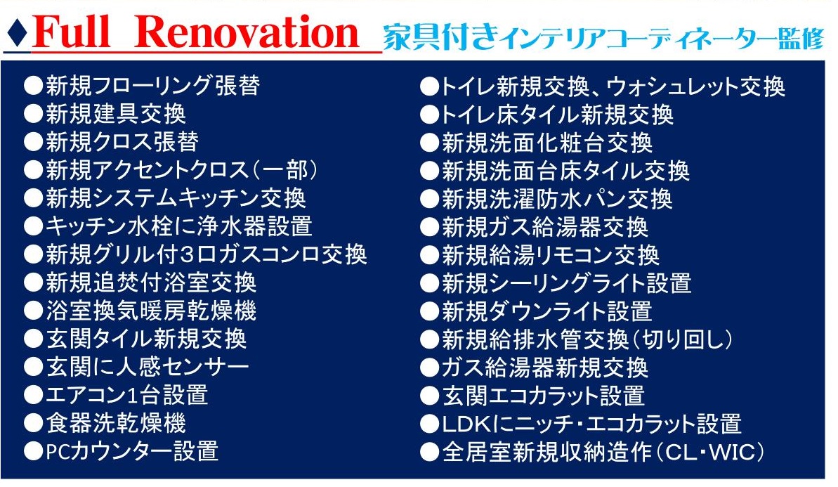 充実のリノベーション内容